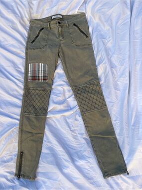 Abercrombie & Fitch Moto biker quilted jeans patchwork skinny zip ankle